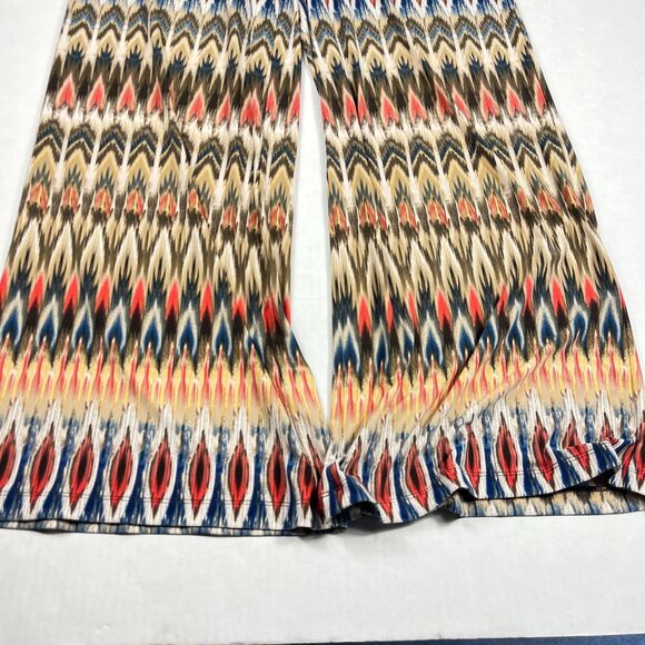 Chicos Palazzo Pull On Lounge Pants Abstract Ikat Print Flowy Stretchy 2 LARGE - Picture 2 of 12